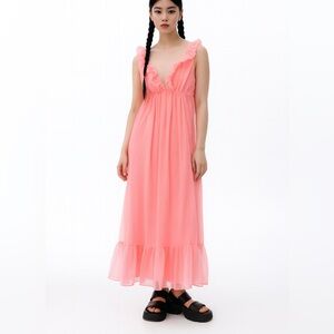 Pink Ruffle Maxi Dress